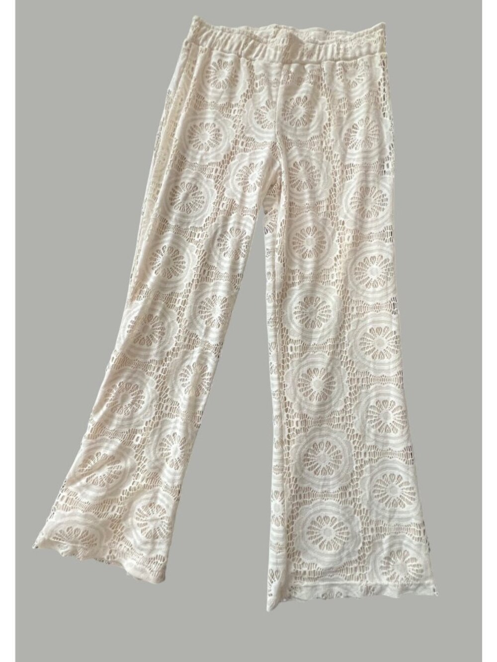 2B Clothing Womens Beige Crochet Lace Pants Size M Made In USA